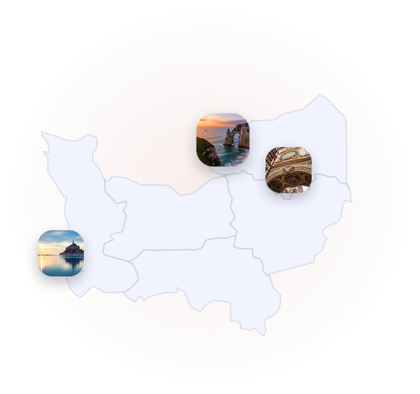 carte de la normandie avec les monuments clés